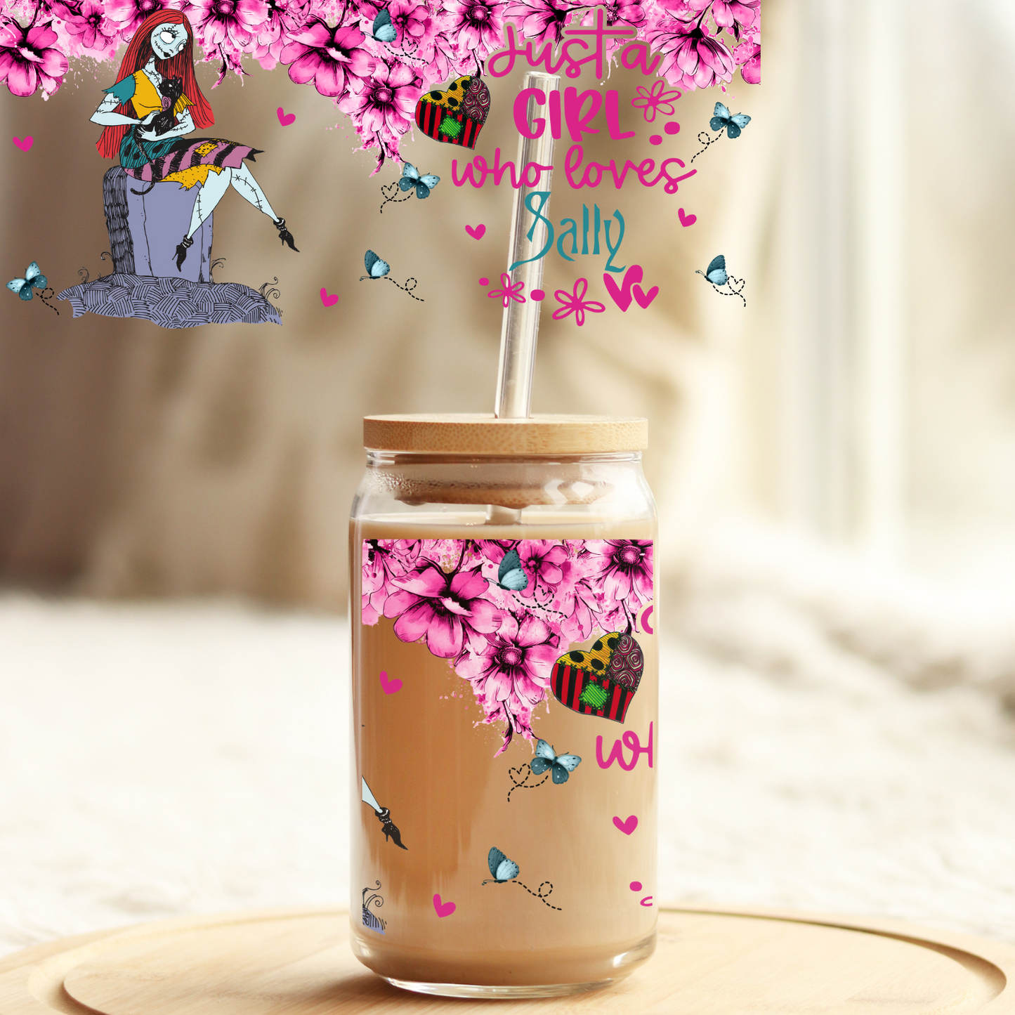 Tumbler Cup Wrap 16oz UV DTF Crystal Sticker: Girl who loves Sally UVDTF100300