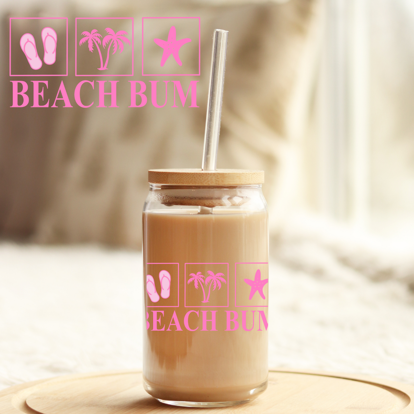 Tumbler Cup Wrap 16oz UV DTF Crystal Sticker: Beach bum UVDTF100442
