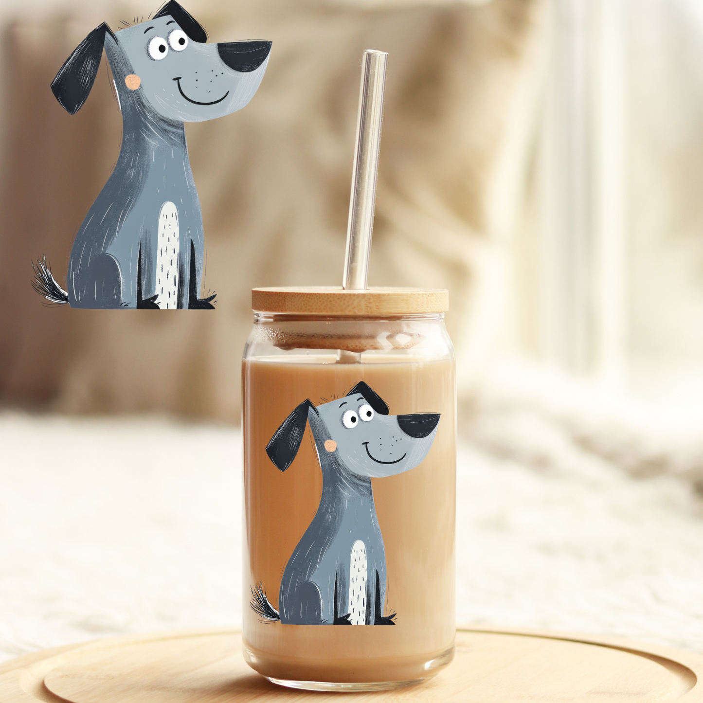 Tumbler Cup Decal 4" UV DTF Crystal Sticker: Doggy7 UVDTF100476