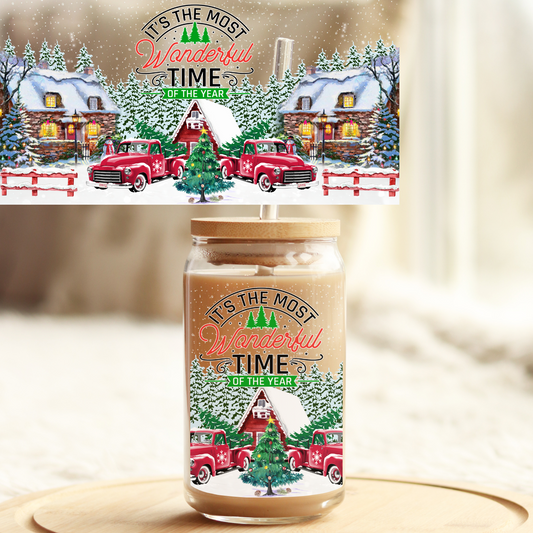 Tumbler Cup Wrap 16oz UV DTF Crystal Sticker: Wonderful Time of the Year UVDTF100306