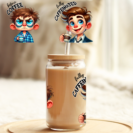 Tumbler Cup Wrap 16oz UV DTF Crystal Sticker: Coffee UVDTF100377