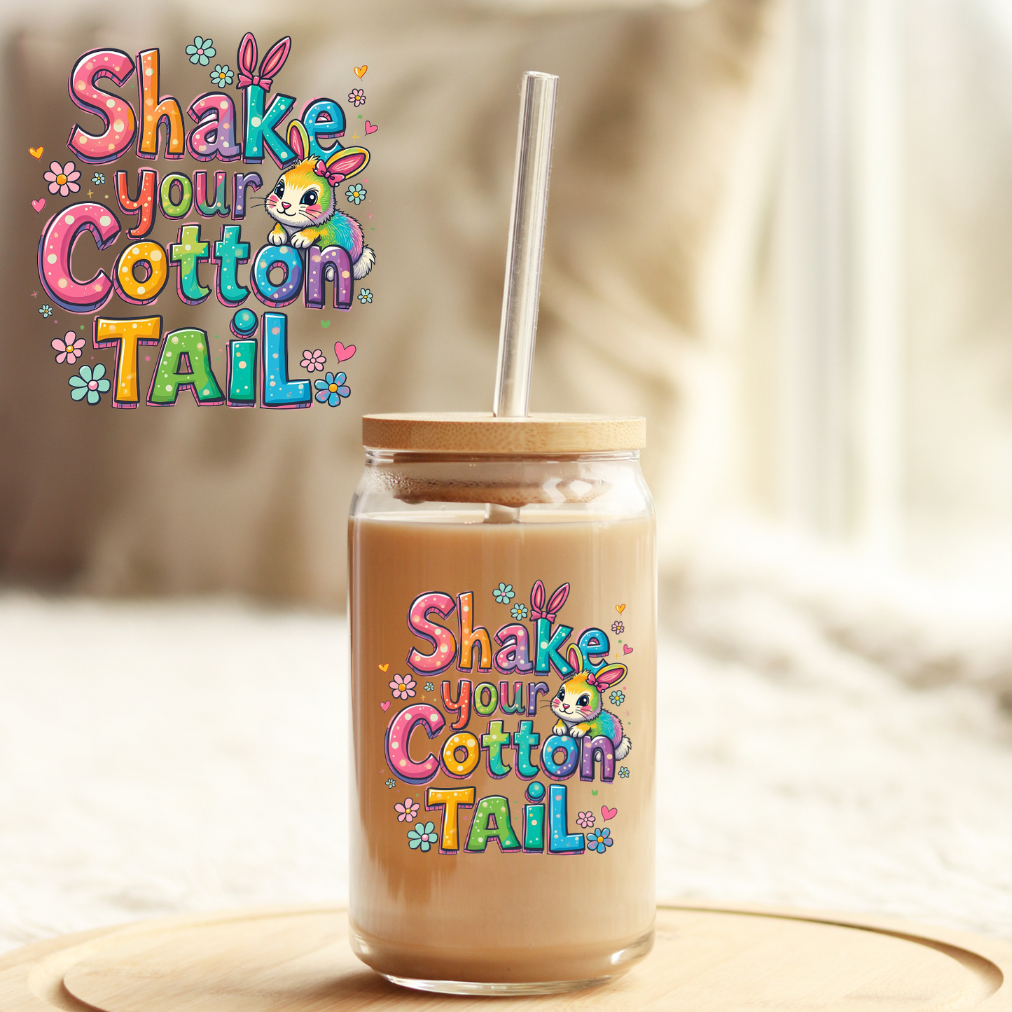 Tumbler Cup Wrap 16oz UV DTF Crystal Sticker: Shake Your Cotton Tail UVDTF100327