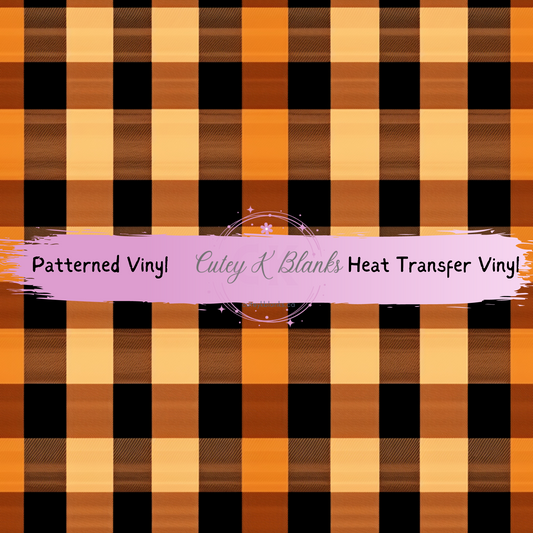 Patterned Printed Vinyl and Heat Transfer (HTV) Sheets - Halloween Plaid -  PV100222