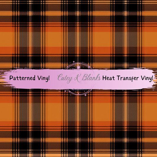 Patterned Printed Vinyl and Heat Transfer (HTV) Sheets - Halloween Plaid -  PV100226