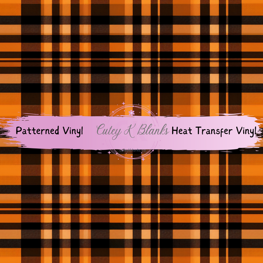 Patterned Printed Vinyl and Heat Transfer (HTV) Sheets - Halloween Plaid -  PV100238