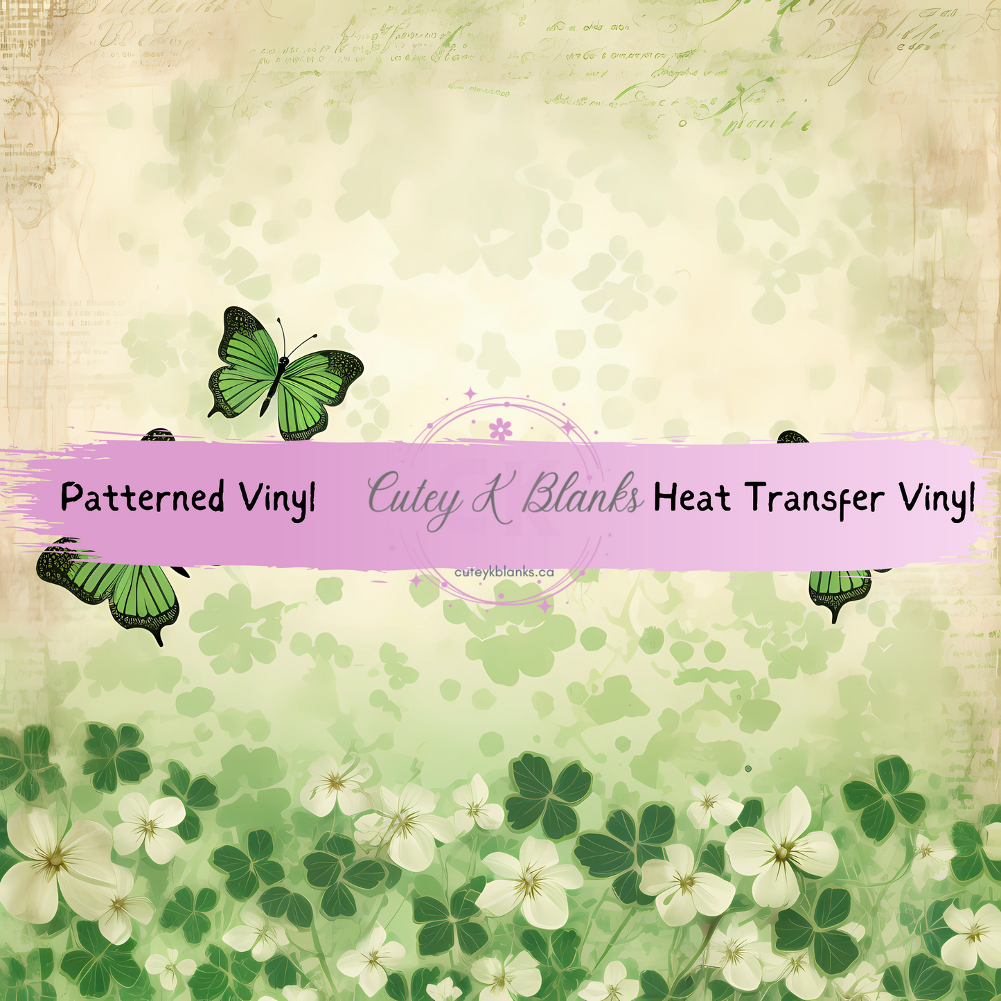 Patterned Printed Vinyl and Heat Transfer (HTV) Sheets - St Patrick's Clover Leaf -  PV100255