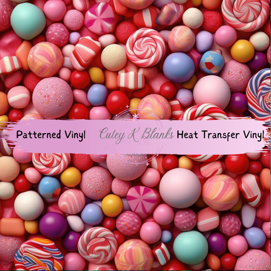 Patterned Printed Vinyl and Heat Transfer (HTV) Sheets - Candy - PV100127