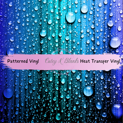 Patterned Printed Vinyl and Heat Transfer (HTV) Sheets - Rain Drops - PV100137