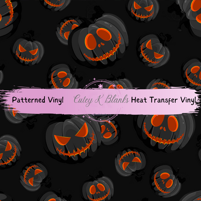 Patterned Printed Vinyl and Heat Transfer (HTV) Sheets - Halloween Pumpkins - PV100152