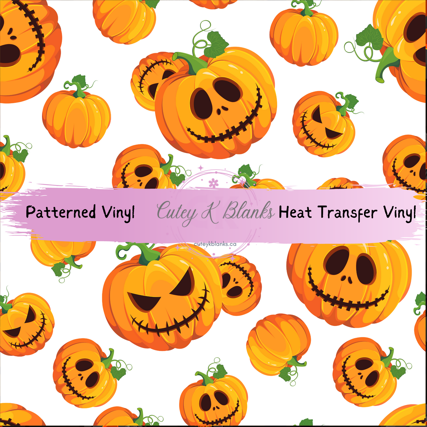 Patterned Printed Vinyl and Heat Transfer (HTV) Sheets - Halloween Pumpkins - PV100154