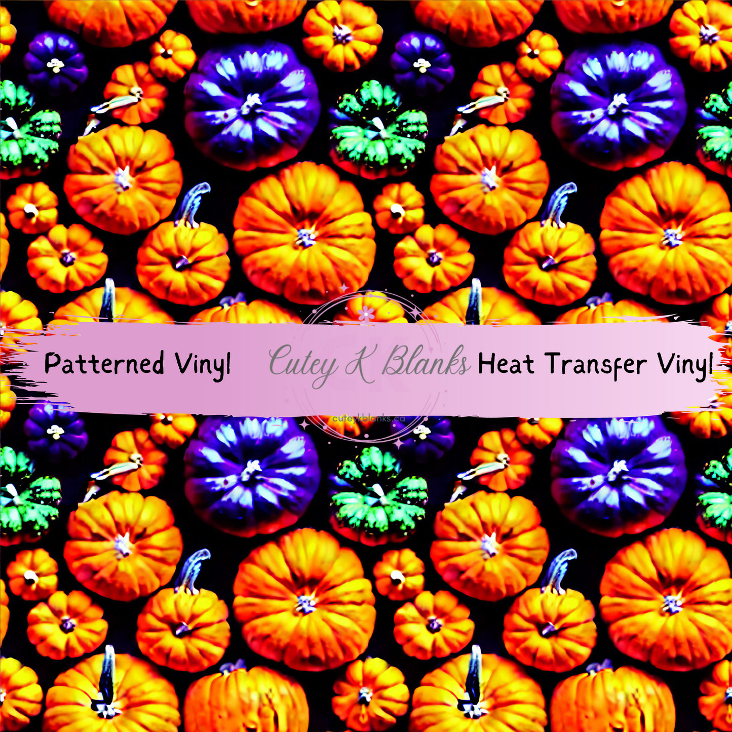 Patterned Printed Vinyl and Heat Transfer (HTV) Sheets - Halloween Pumpkins - PV100158