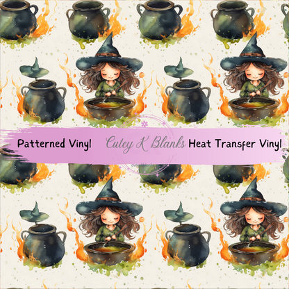 Patterned Printed Vinyl and Heat Transfer (HTV) Sheets - Halloween Witch - PV100160