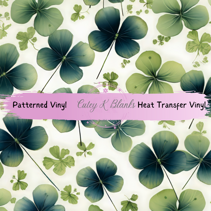 Patterned Printed Vinyl and Heat Transfer (HTV) Sheets - St Patrick's Clover Leaf -  PV100249