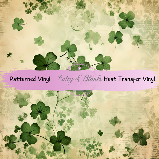 Patterned Printed Vinyl and Heat Transfer (HTV) Sheets - St Patrick's Clover Leaf -  PV100254