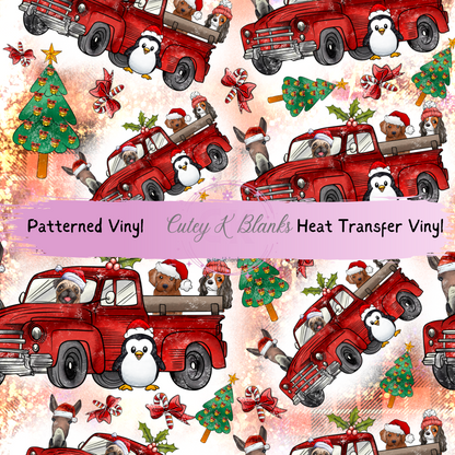 Patterned Printed Vinyl and Heat Transfer (HTV) Sheets - Christmas Truck -  PV100228