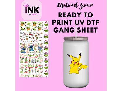 Custom UV DTF Print, Ready to Use Stickers. UPLOAD YOUR GANG SHEET | Permanent Stickers | White Base Sticker