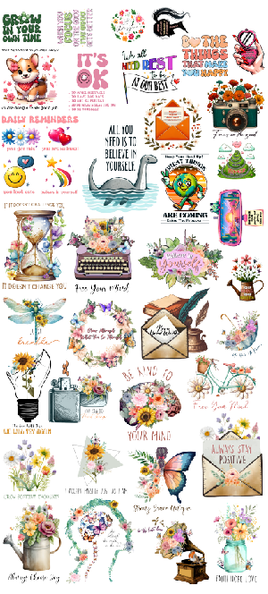 Tumbler Cup Decal UV DTF Crystal Sticker: Motivation Gang Sheet UVDTF100498