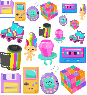 Tumbler Cup Wrap 16oz UV DTF Crystal Sticker: 90's Gang Sheet