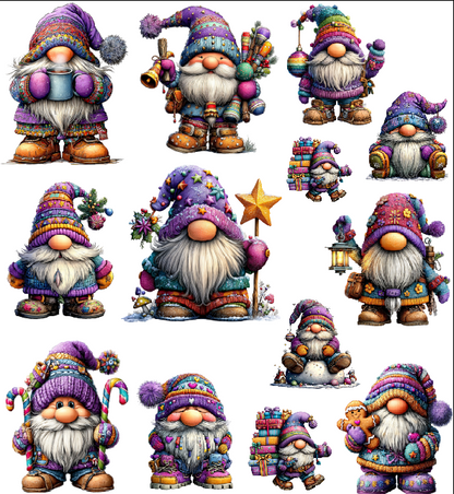 Gnome Gang Sheet UVDTF100659 UV DTF Sticker | Ready to Apply Decal | Waterproof Permanent Sticker for Tumblers, Cups, Laptops, and More| Tumbler Cup Decal 4" UV DTF  Sticker
