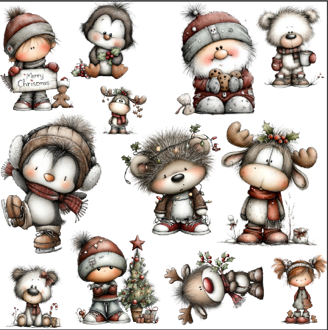 Cute Christmas unicorn Gang Sheet UVDTF100659 UV DTF Sticker | Ready to Apply Decal | Waterproof Permanent Sticker for Tumblers, Cups, Laptops, and More| Tumbler Cup Decal 4" UV DTF  Sticker