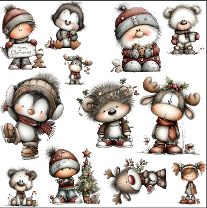 Cute Christmas unicorn Gang Sheet UVDTF100659 UV DTF Sticker | Ready to Apply Decal | Waterproof Permanent Sticker for Tumblers, Cups, Laptops, and More| Tumbler Cup Decal 4" UV DTF  Sticker