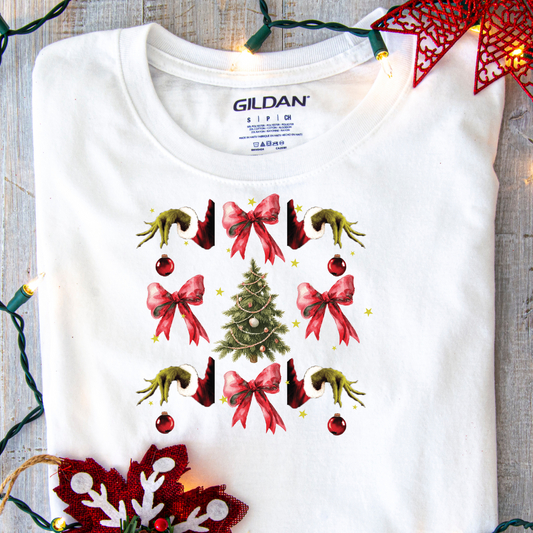 DTF Shirt Transfer - Ready to Press - Christmas Bows -  DTF100374