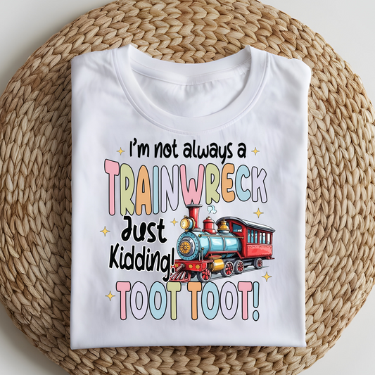 DTF T-Shirt Transfer | Ready to Press | DIY Heat Transfer for Clothing, Hoodies, Sweatshirt | Trainwreck DTF100823