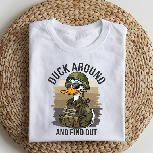 DTF T-Shirt Transfer | Ready to Press | DIY Heat Transfer for Clothing, Hoodies, Sweatshirt | Duck Around DTF100810