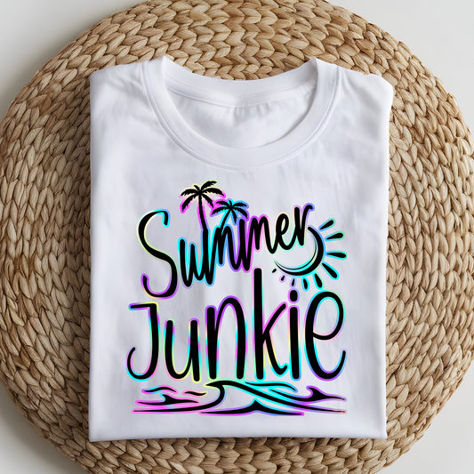 DTF T-Shirt Transfer | Ready to Press | DIY Heat Transfer for Clothing, Hoodies, Sweatshirt | Summer Junkie  DTF100796