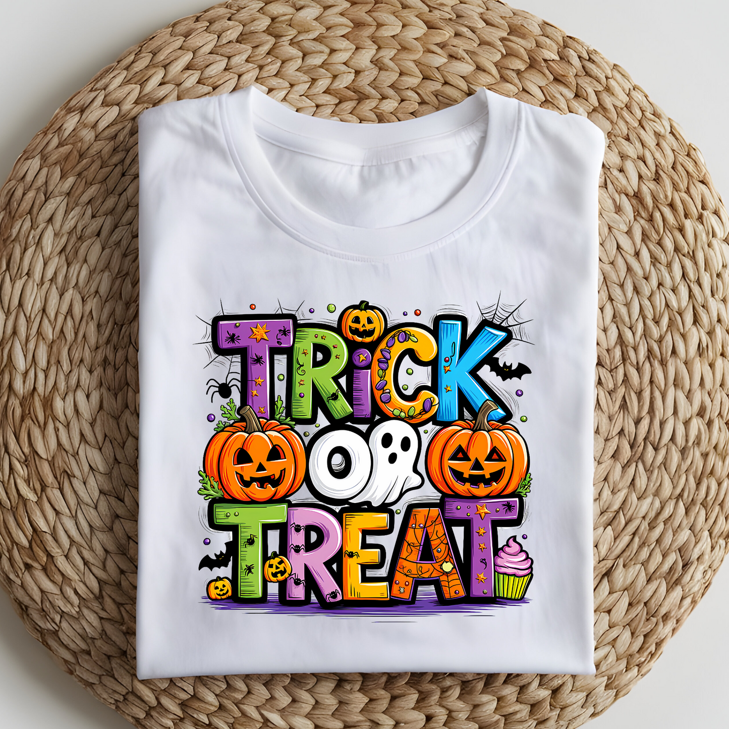 DTF T-Shirt Transfer | Ready to Press | DIY Heat Transfer for Clothing, Hoodies, Sweatshirt | Trick or Treat DTF100918