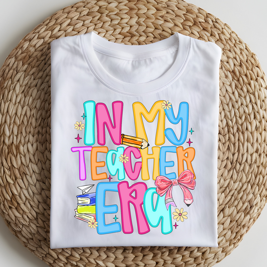 DTF T-Shirt Transfer | Ready to Press | DIY Heat Transfer for Clothing, Hoodies, Sweatshirt | Teacher Era DTF100930