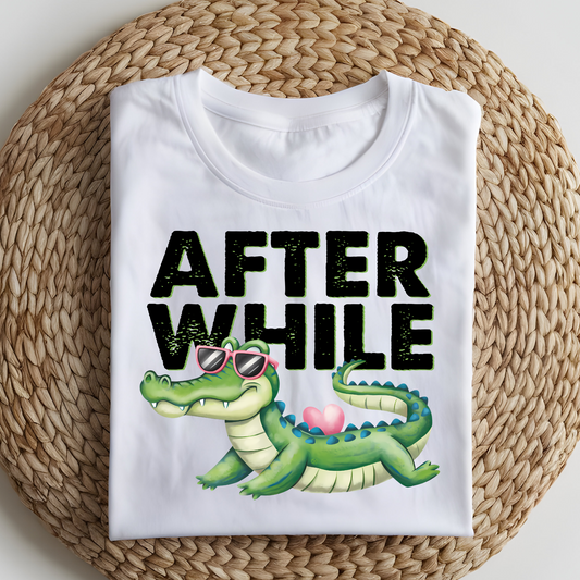 DTF T-Shirt Transfer | Ready to Press | DIY Heat Transfer for Clothing, Hoodies, Sweatshirt | After while Crocodile DTF100847