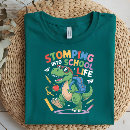 DTF T-Shirt Transfer | Ready to Press | DIY Heat Transfer for Clothing, Hoodies, Sweatshirt | Stomping into school DTF100933