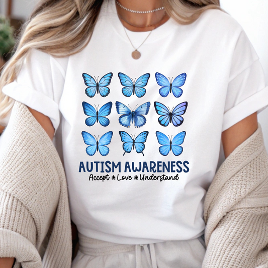DTF Shirt Transfer - Ready to Press - Autism Butterfly -  DTF100568