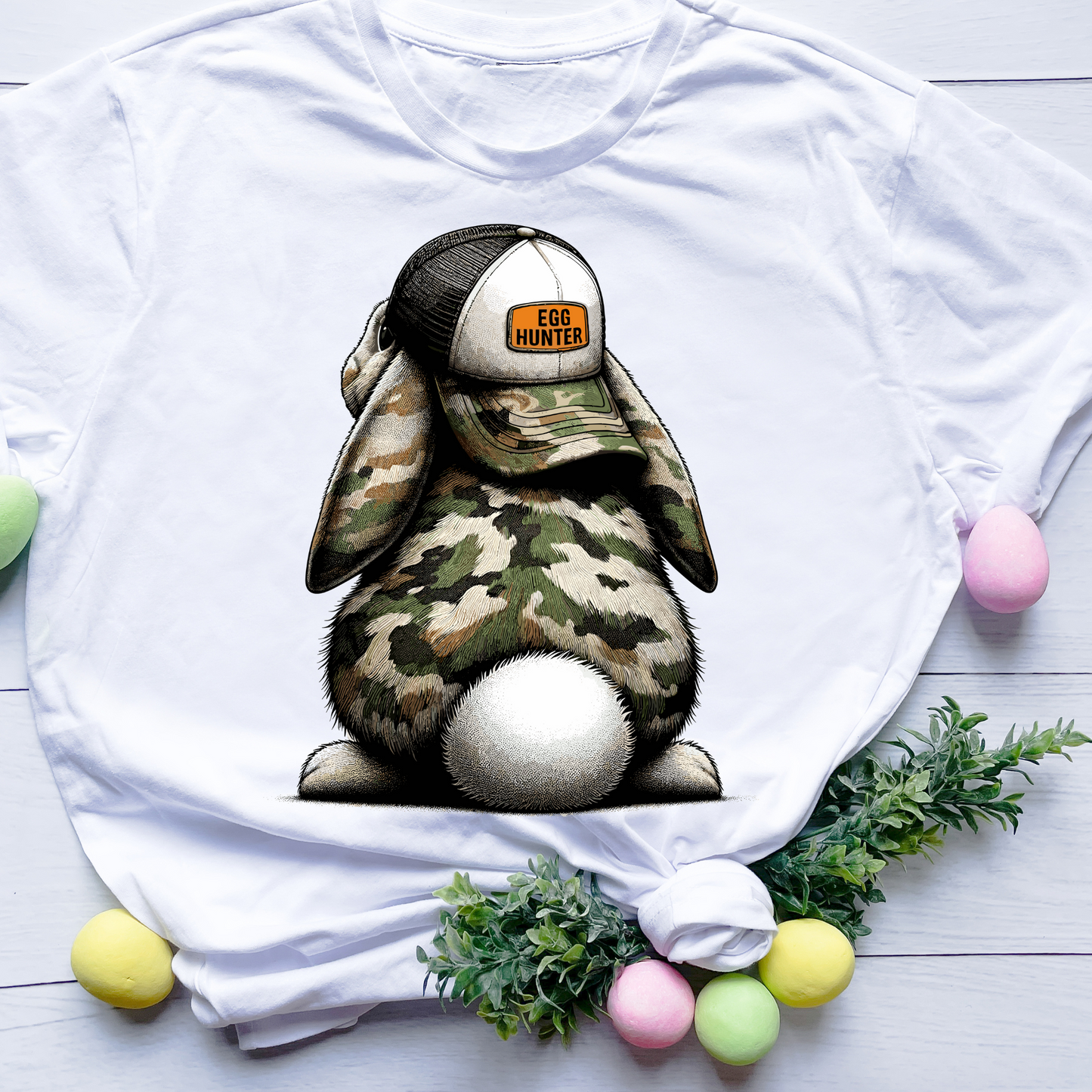 DTF Shirt Transfer - Ready to Press - Camo Egg Hunter -  DTF100516