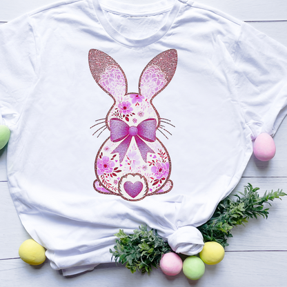 DTF Shirt Transfer - Ready to Press - Purple Floral Bunny -  DTF100523