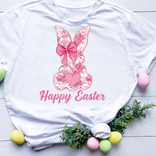 DTF Shirt Transfer - Ready to Press - Pink Floral Bunny -  DTF100524