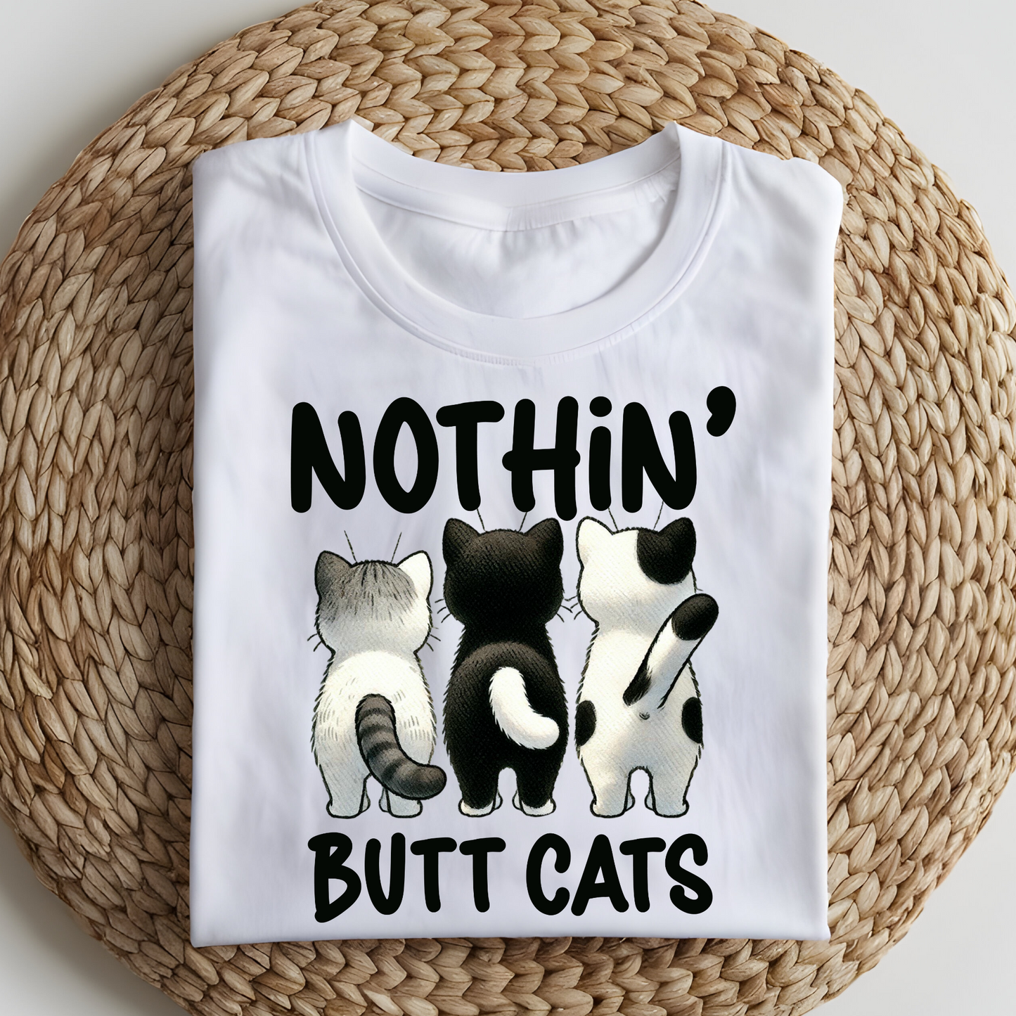 DTF T-Shirt Transfer | Ready to Press | DIY Heat Transfer for Clothing, Hoodies, Sweatshirt | Butt Cats DTF100881