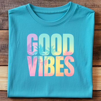 DTF T-Shirt Transfer | Ready to Press | DIY Heat Transfer for Clothing, Hoodies, Sweatshirt | Good vibes DTF100897