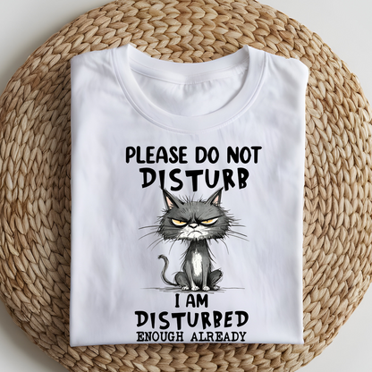 DTF T-Shirt Transfer | Ready to Press | DIY Heat Transfer for Clothing, Hoodies, Sweatshirt | Cat do not disturb DTF100880