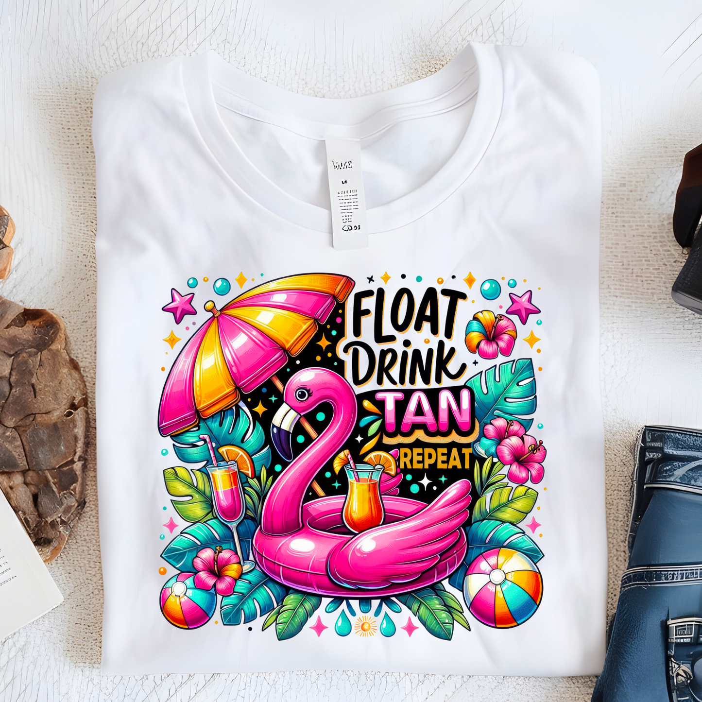 DTF Shirt Transfer - Ready to Press - Float Drink Tan -  DTF100737