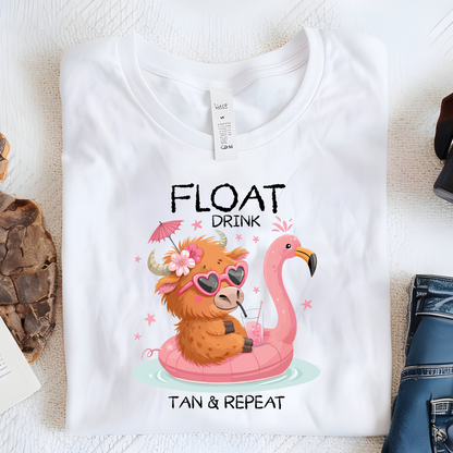 DTF Shirt Transfer - Ready to Press - Float Drink Tan -  DTF100738