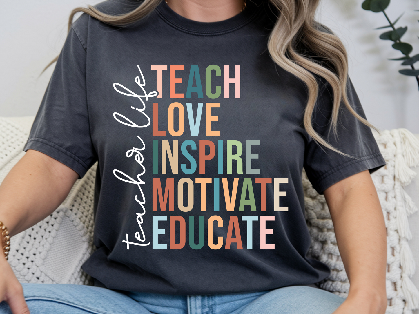 Teacher Life DTF101480 DTF T-Shirt Transfer | Ready to Press | DIY Heat Transfer for Clothing, Hoodies, Sweatshirt