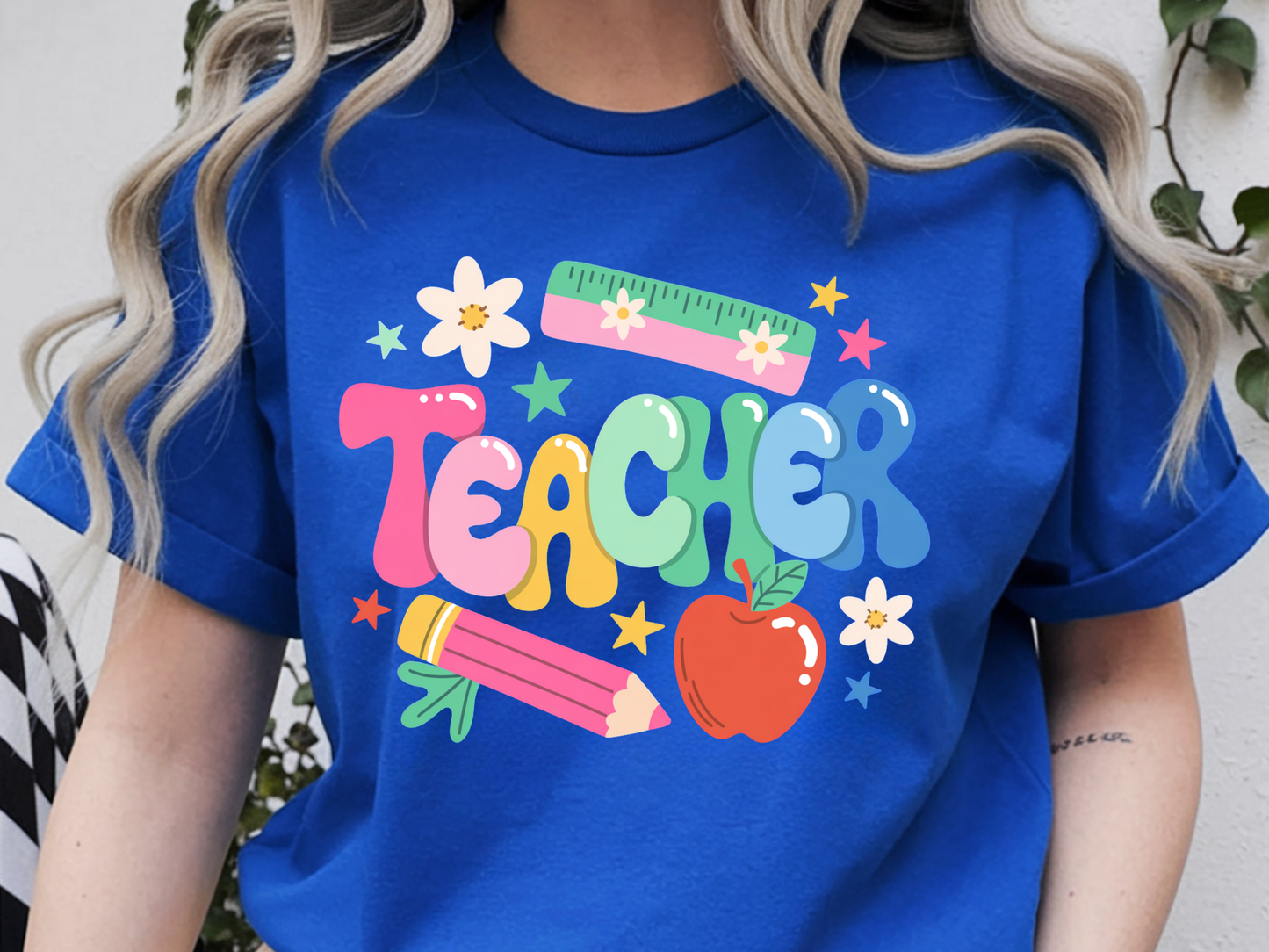 Teacher DTF101479 DTF T-Shirt Transfer | Ready to Press | DIY Heat Transfer for Clothing, Hoodies, Sweatshirt