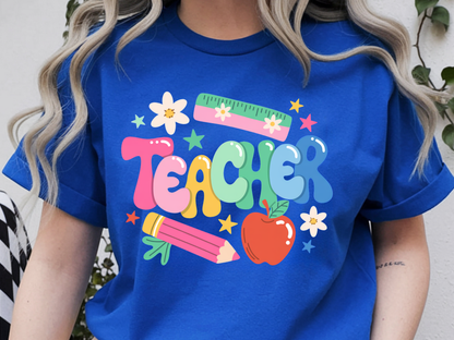 Teacher DTF101479 DTF T-Shirt Transfer | Ready to Press | DIY Heat Transfer for Clothing, Hoodies, Sweatshirt