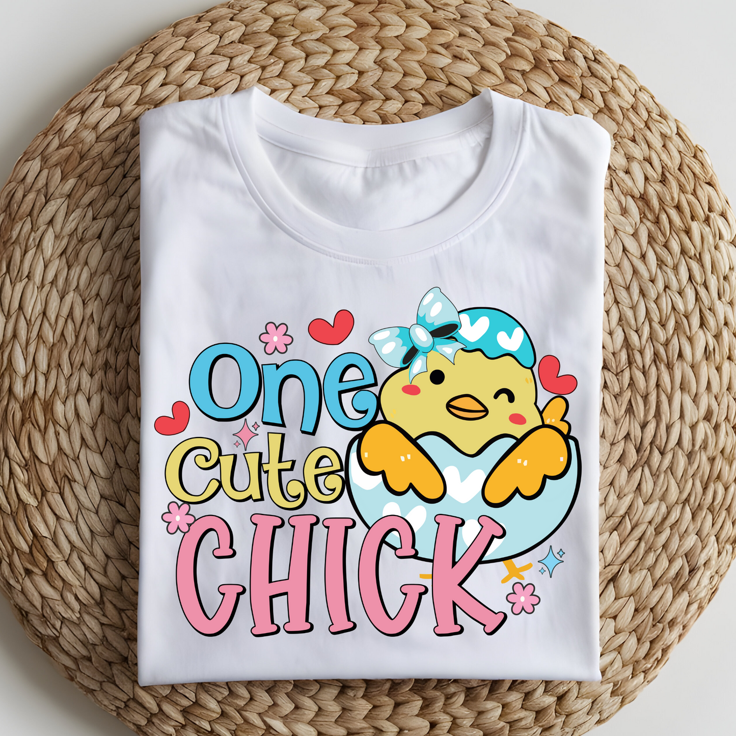 DTF T-Shirt Transfer | Ready to Press | DIY Heat Transfer for Clothing, Hoodies, Sweatshirt | One cute chick DTF100894