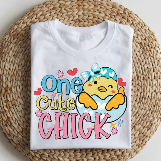 DTF T-Shirt Transfer | Ready to Press | DIY Heat Transfer for Clothing, Hoodies, Sweatshirt | One cute chick DTF100894