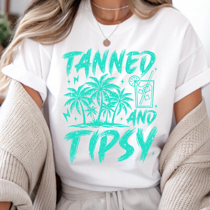 DTF Shirt Transfer - Ready to Press - Tanned and Tipsy -  DTF100707