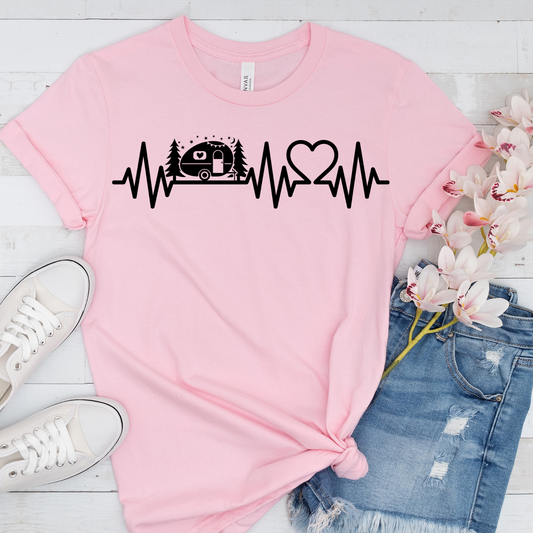 DTF Shirt Transfer - Ready to Press - Camping Heartbeat -  DTF100654