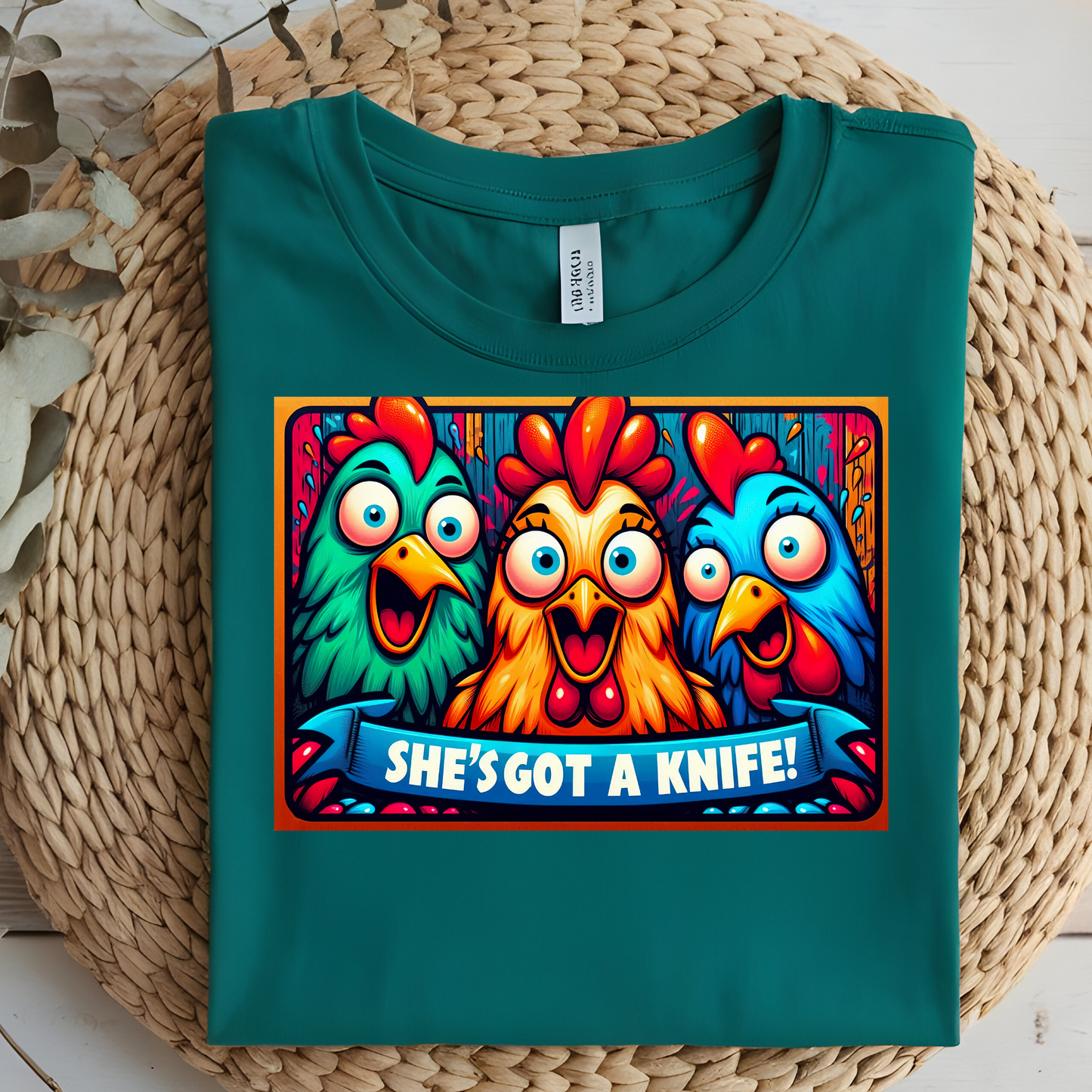 DTF T-Shirt Transfer | Ready to Press | DIY Heat Transfer for Clothing, Hoodies, Sweatshirt | She's got a knife DTF100837